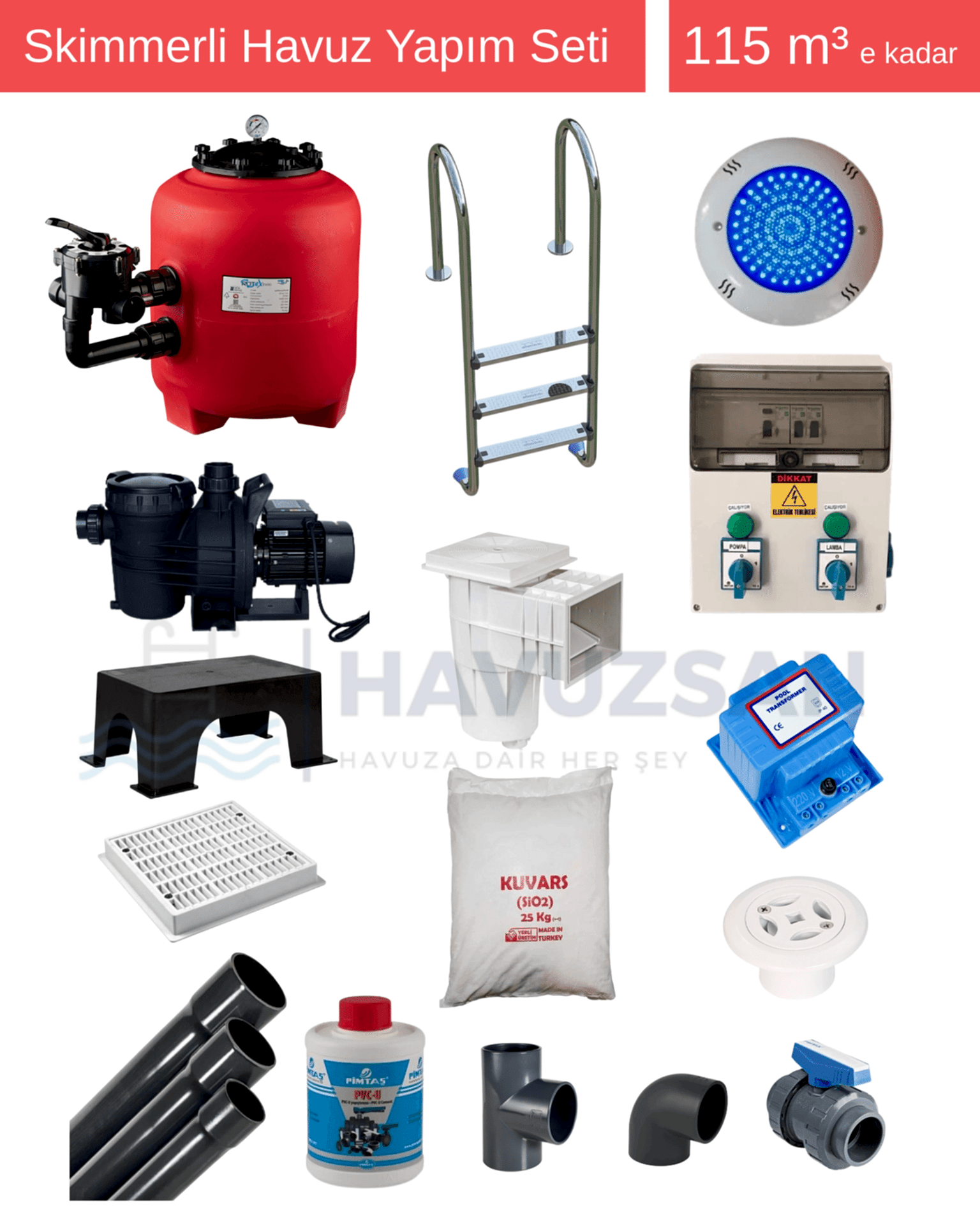 115 m3 Skimmerli Havuz Yapım Seti